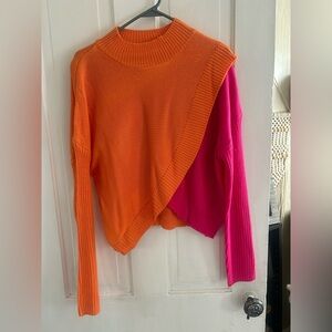 Colorblock Orange and Pink Women's Sweater